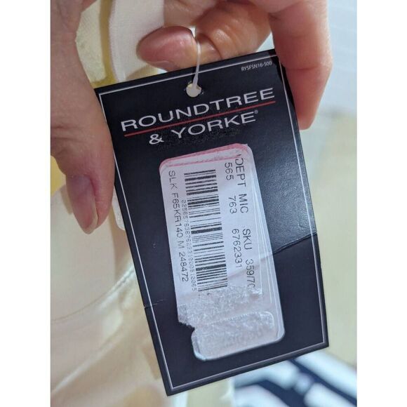 Roundtree & Yorke Men's Cream Solid Mock Neck Long-Sleeve Shirt Size M NWT - Picture 7 of 7